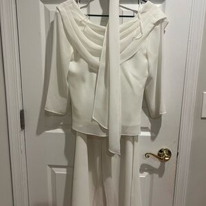 J.B.S. Women's Cream Wide Leg 2 piece jumpsuit